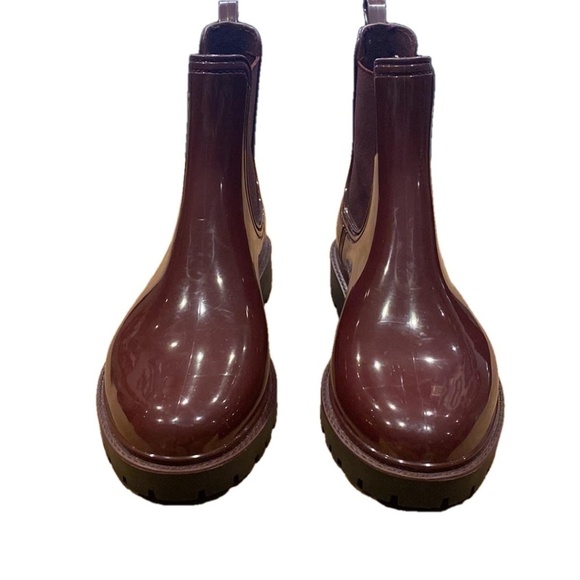 ALDO Ibaodda Chelsea Rubber Shiny Rain Boots in Bordo Burgandy EU 38 EUC - Picture 10 of 16
